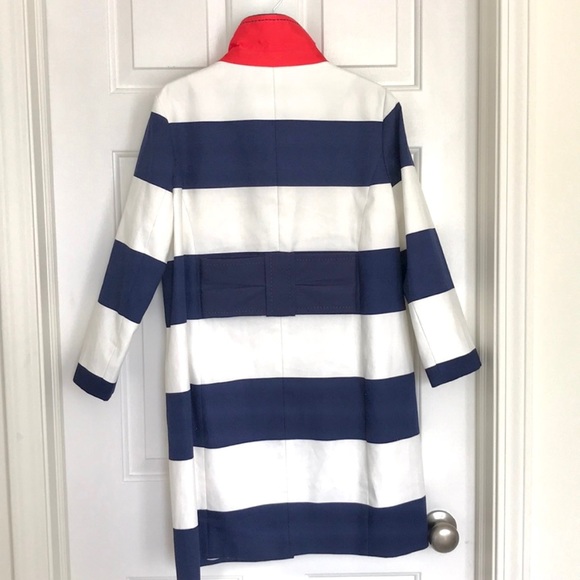 NWT Kate Spade New York Striped Franny Coat with Back Bow in Blue & White - Picture 9 of 14